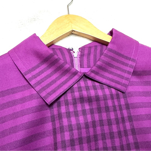 Nina Ricci Paris Vintage Dress Size 46 US approximately XL side pockets plaid - Picture 2 of 12